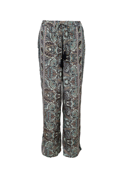 Black Colour straight trouser in ice green print, silky feel and light to wear 