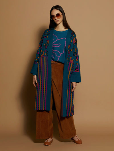 Knitted Kaftan in multi colours by Meisie 