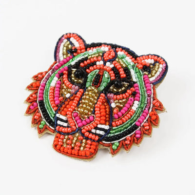 Rainbow Tiger Brooch by My Doris 
Beaded Tiger Brooch in multicolour 